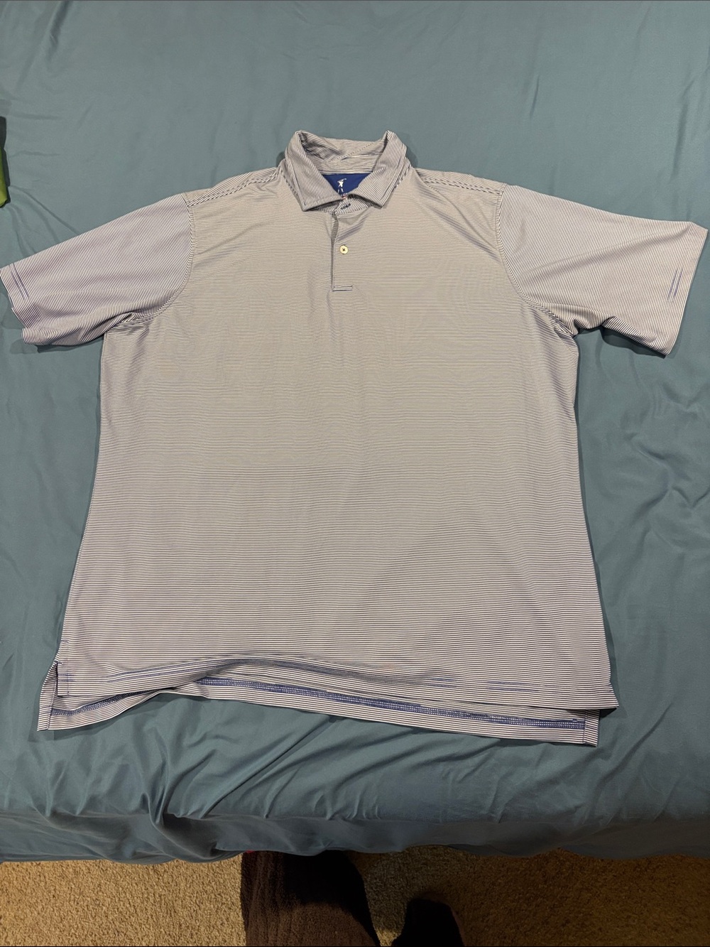 Men's Blue Stripe Polo Shirt - Classic Short Sleeve